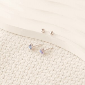 925 Sterling Silver Heart Shaped Moonstone Stud Earrings Beautiful Gift for Girls Minimalist Earrings Opal Earrings ER/36-1-24/S077 .925 STERLING SILVER