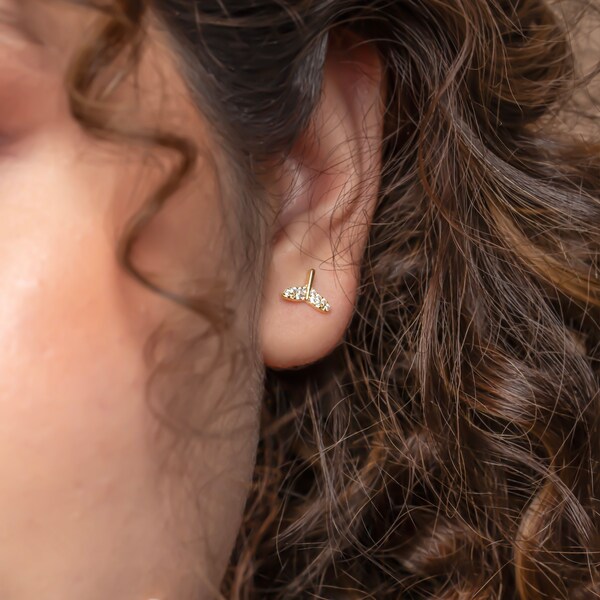 Mermaid Tail with crystal accents • Dainty Stud Earrings • Tiny earrings • Simple Minimalist Studs • Gifts for her - ER/38-1-38/S076