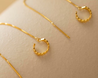 Sterling Silver Ear Threader Earrings: Dainty Chain Cuff-ER/58-1-1/S167