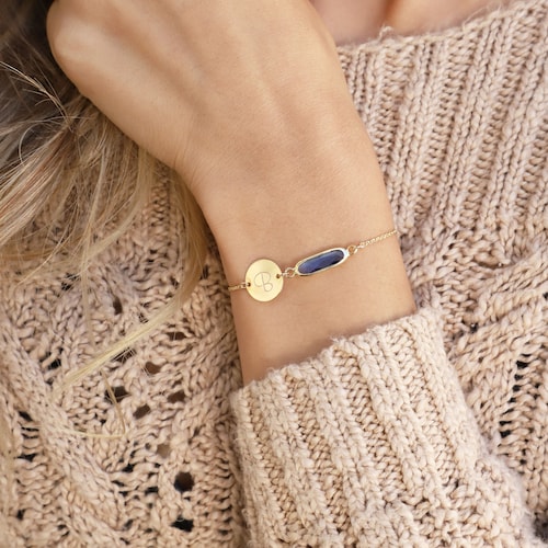 Custom Initial Birthstone Bracelet: Plated Friendship Jewelry