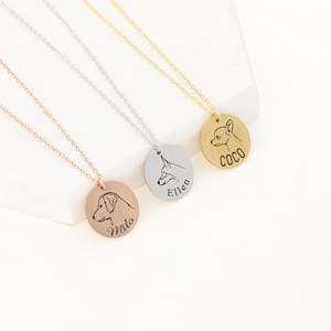 Custom Pet Portrait Necklace – Dog Memorial Jewelry, Personalized Pet Loss Gift, Sterling Silver Dog Tag Necklace