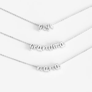 Collar de plata esterlina para mujer, collar con nombre de plata, collar con inicial de plata personalizado, nombre personalizado, Nana, Gigi, Mimi, regalo de abuela para mamá