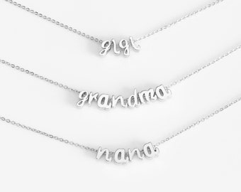 Sterling Silver Name Necklace: Personalized Initial Charm, Grandma Gift