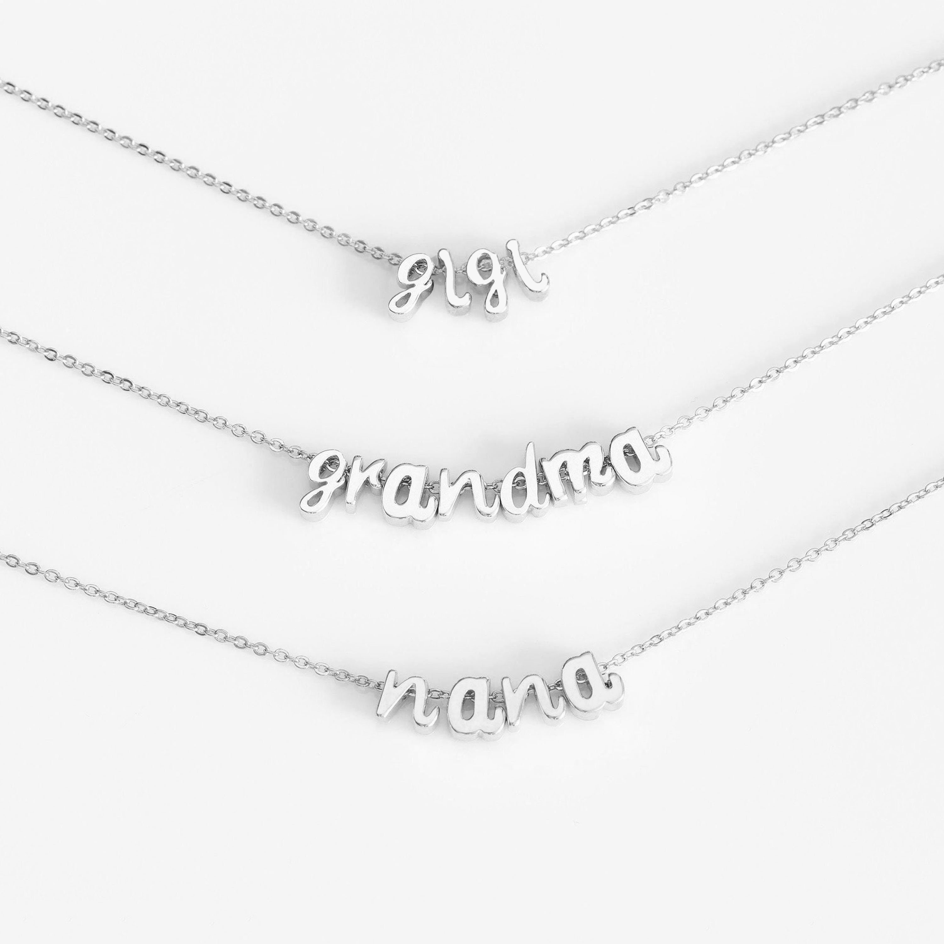 Sterling silver Initial Necklace Silver Letter Necklace Personalized Gift New Mom Gift Custom Name Nana Gigi Mimi Grandma Gift For Her