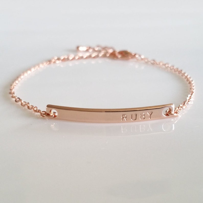 Gold Bar Bracelet Ultra Minimal Engraved Bar Bracelet Etsy