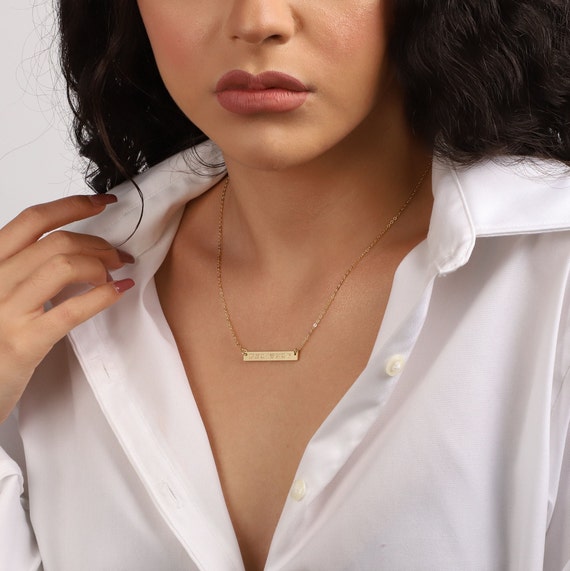 Sterling Silver Personalized Bar Necklace for Women Silver Bar