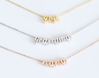 Sterling Silver Cursive Initial Necklace Custom Gold Vermeil Initial Necklace Grandma Mom Gift Nana Gigi Mimi Yaya Pregnancy Reveal