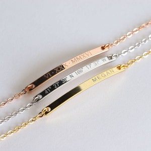 Personalized Bracelet Sterling silver Bar Bracelet Rose Gold Initial Bracelet Friendship Bracelet Gold Custom Name Bracelet image 2