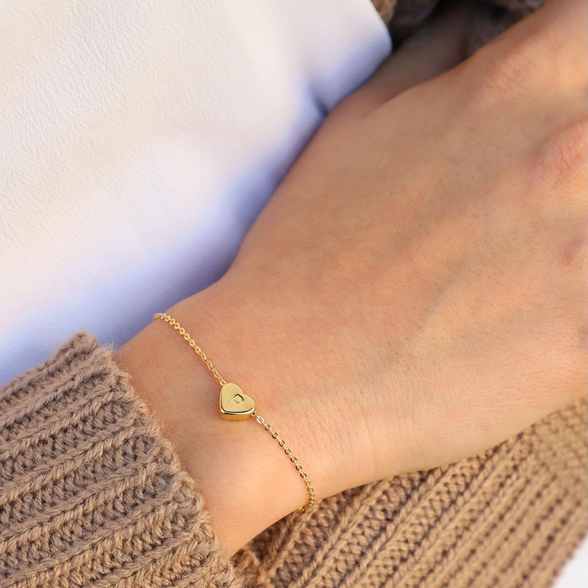 Bracciale Iniziale Donna In Acciaio - Monogramma Lettera A-Z Con Catena - Foto 11