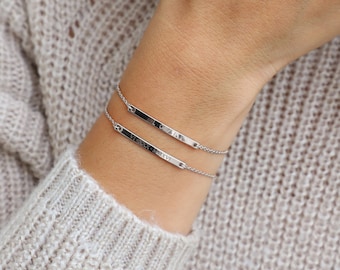 Silver Bar Bracelet Roman Numerals Sterling Silver Bar Bracelet Name Bracelet Mother's Day Gift for Her Christmas Gift Friendship