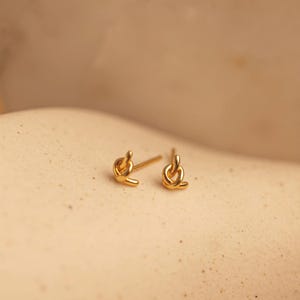 Love Knot Stud Earrings Minimalist Knot Earrings in Gold and Sterling Silver Gift for Her Bridesmaid Gifts -ER/36-1-8/S143