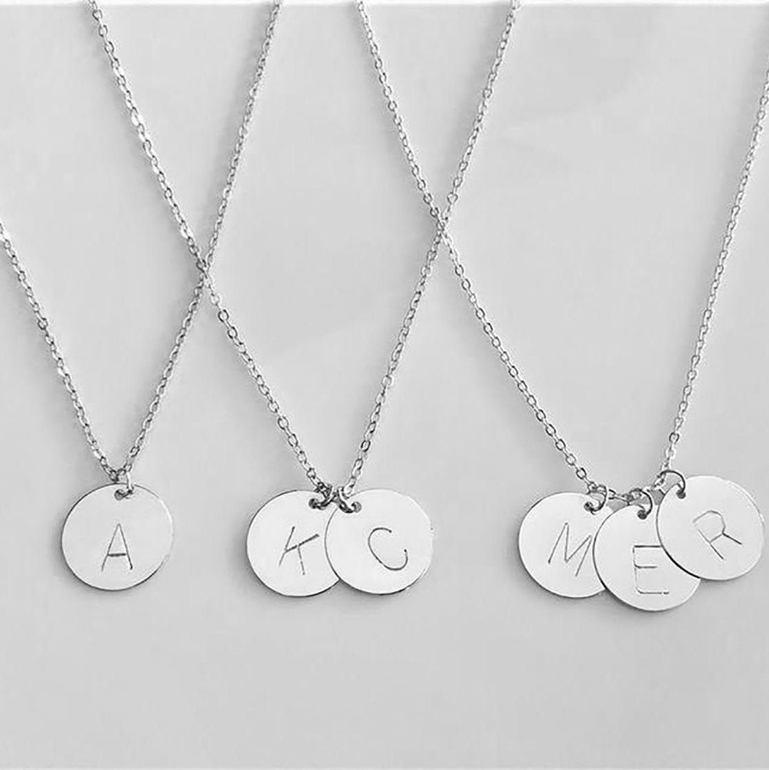 Sterling Silver Personalized Necklace Silver Jewelry Silver Disc