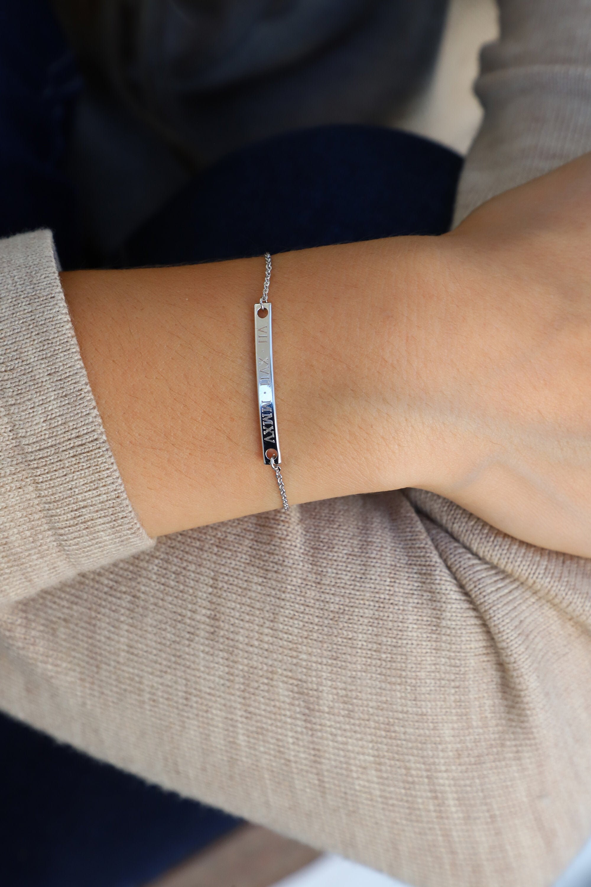 Dainty Personalized Bracelet Name Bracelet Custom Engraved Any Name Or Date