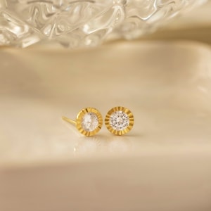 Dainty CZ Diamond Stud Earrings for Women Birthday Gift Idea for Her Everyday Stackable Jewelry Minimalist Jewelry -ER/40-1-16/S071