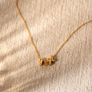 Sterling Silver Cursive Initial Necklace Custom Gold Vermeil Initial Necklace Grandma Mom Gift Nana Gigi Mimi Yaya Pregnancy Reveal
