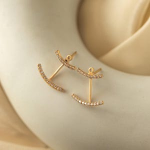 Dainty Diamond Ear Jacket Earrings: Sterling Silver Minimalist Jewelry