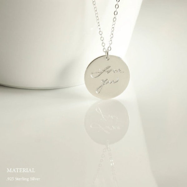 Sterling Silver Handwriting Necklace Signature Necklace Actual Handwriting Necklace Custom Handwriting Necklace Memorial Jewelry