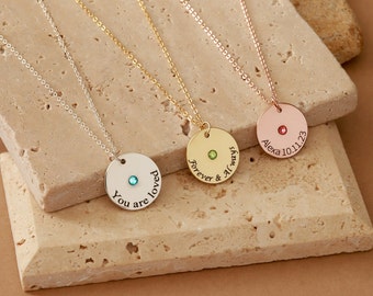Dainty Birthstone Necklace • Personalized Birthstone Jewelry for Everyday Wear • Custom Birthday Gifts • Mom Necklace