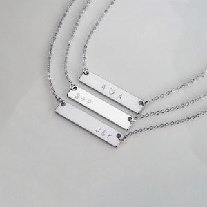 Sterling Silver Necklace Personalized Bar Name Bar Necklace Kids Names Necklace for Mom Gifts for Mom Gifts for Her - SU36-7