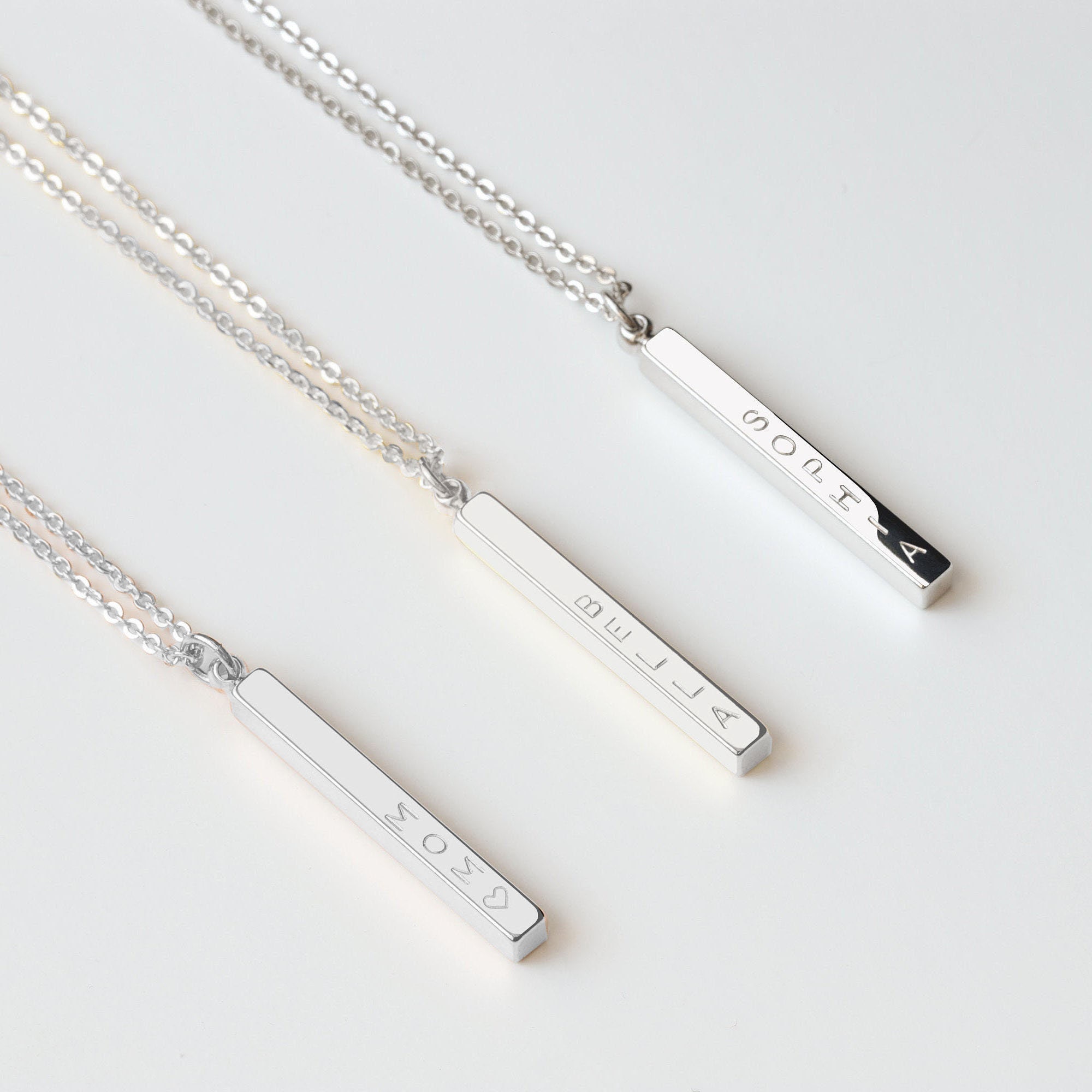 Collana Con Foto Personalizzata A Proiezione – Barra In Argento Sterling Con Nome Inciso – Regalo Emozionale