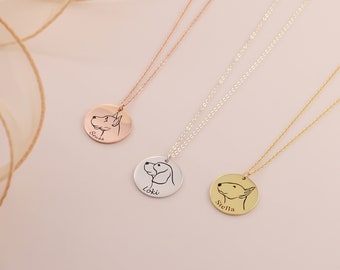 Custom Pet Portrait Necklace: Sterling Silver Dog Memorial Jewelry