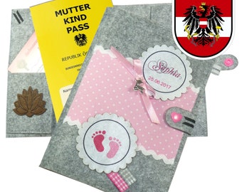 Mutter-Kind-Pass Hülle rosa gepunktet MUKI Pass Gesundheitskarte Handmade Impfpass