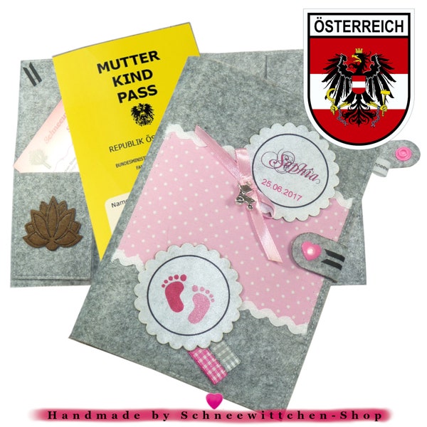 Mutter-Kind-Pass Hülle rosa gepunktet MUKI Pass Gesundheitskarte Handmade Impfpass