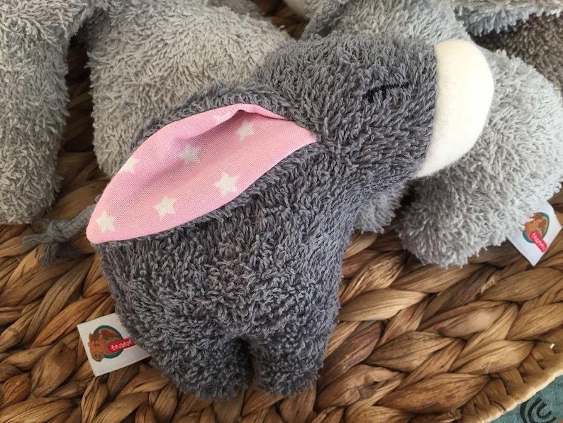 Mini donkey with desired ears as a cuddly toy or rattle dunkelgrau