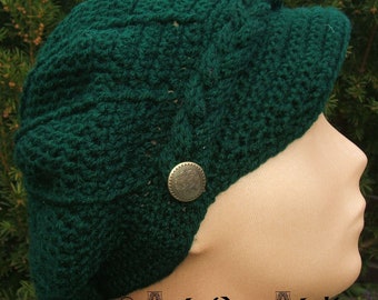 Crochet hat with shade fir green 09-0102