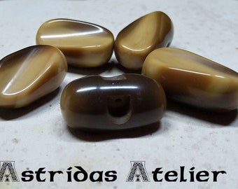 5 brown mottled oval buttons / acrylic ( 14 - 0030 )