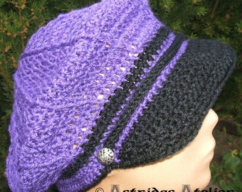 Crochet hat with umbrella purple / black 09 - 0400