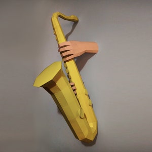 Hands sax papercraft, PDF Template Papercraft, DIY music papercraft, Paper 3D Sculptures, Wall cardboard sculpture