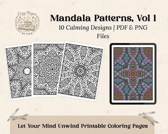 Mandala-kleurboek: 10 afdrukbare ontwerpen voor stressverlichting (pdf- en png-download)