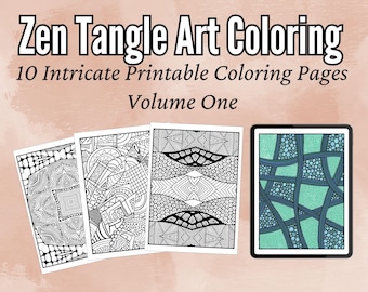 Libro para colorear Tangle Art: 10 intrincados patrones de garabatos (descarga digital)