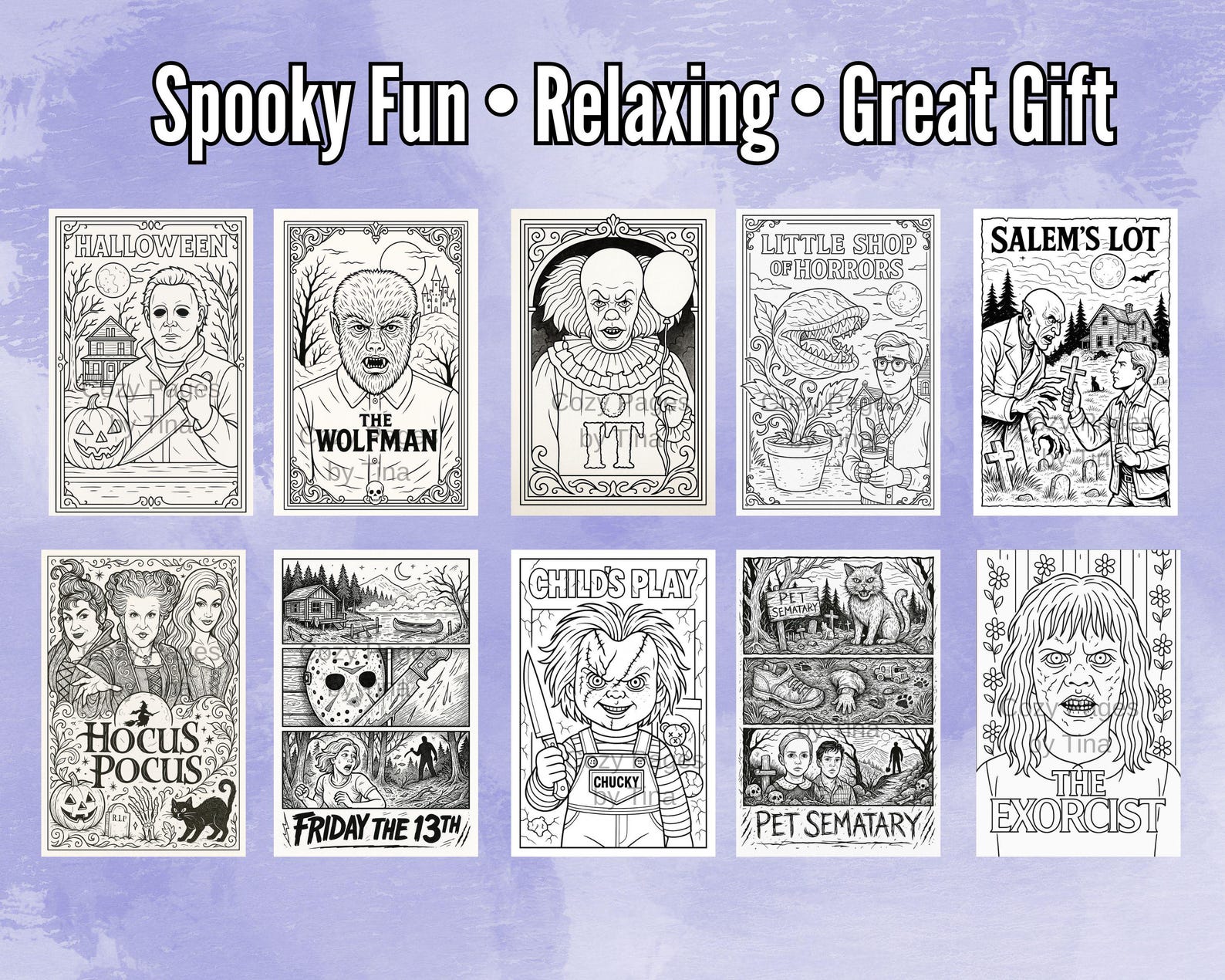 Slasher Coloring Pages 50 Scary Horror Movie Poster Coloring Pages for Adults: Classic ...