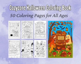 Cozycore Halloween Coloring Book: 50 Spooky Pages (PDF & PNG Files)