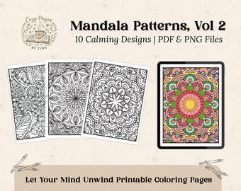 Mandala Coloring Book: 10 Printable Designs for Relaxation (PDF & PNG Download)