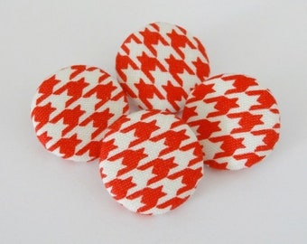 4 fabric Buttons 23 mm Pepita taps Red