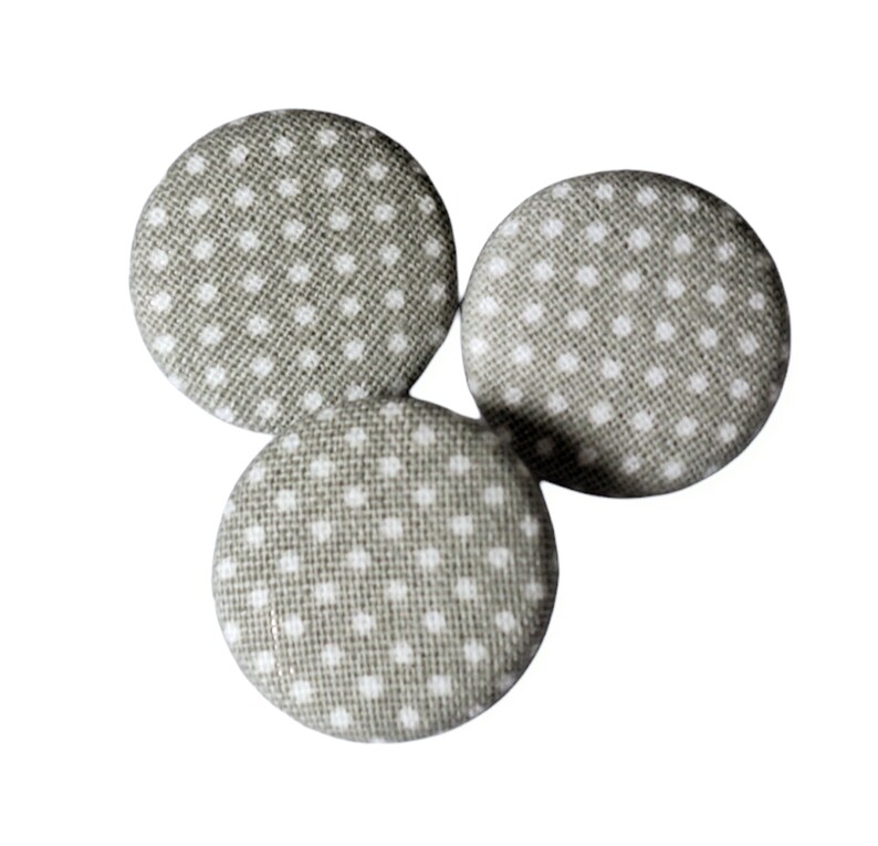 3 fabric buttons dots grey image 2