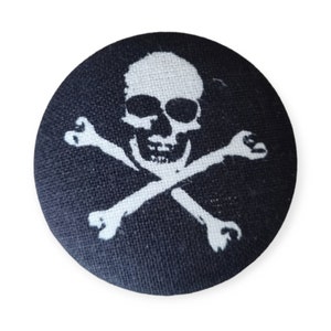 fabric button 38 mm skull