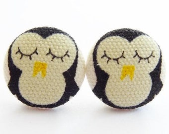 Ohrstecker Stoffknopf Cute Pinguine