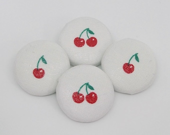 4 fabric buttons 23 mm cherries