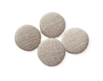 4 fabric buttons plain beige linen