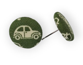 Ohrstecker Stoffknopf Auto Cars Canvas