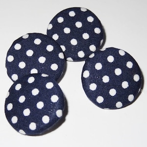 4 botones de tela 23 mm puntos de color azul oscuro