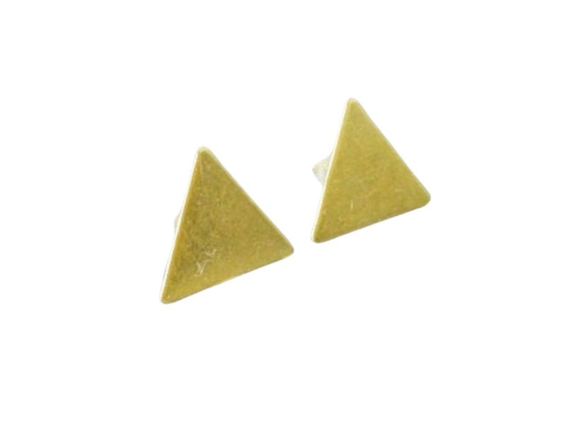 schlichte Ohrstecker Dreieck Triangle Messing Bild 3