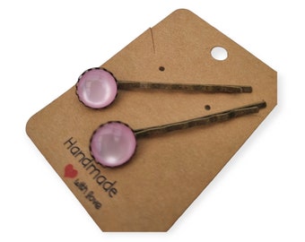 2 Haarnadeln Cabochons rosa