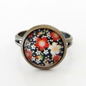 Ring Blumen_Meer Glasring Cabochon Bronze Bild 3