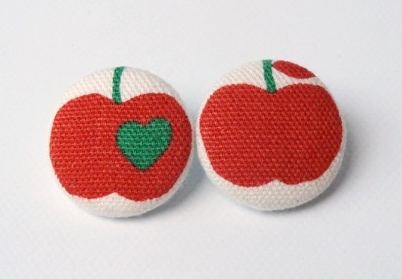 2 Stoffknöpfe 23mm Äpfel Bild 2
