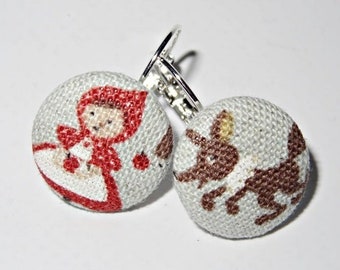 Earrings Silver Red Riding Hood